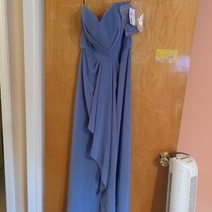 Strapless gown, periwinkle, poly blend, padded